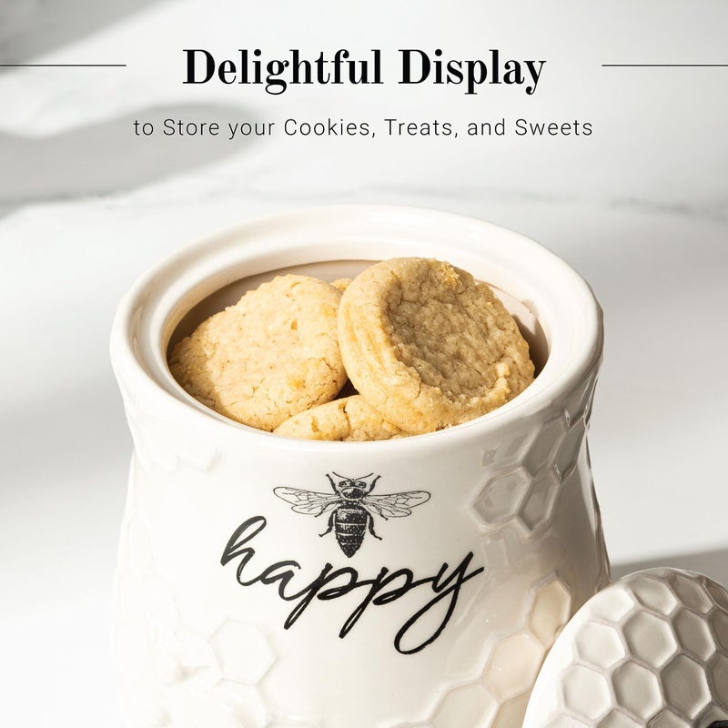 Young's Inc. Ceramic Honey Bee Cookie Jar with Lid and Handle â€“ Honeycomb Design, 5.75" x 5.83" x 7.87", Decorative and Functional Kitchen Storage - Tea Canister - Image 3